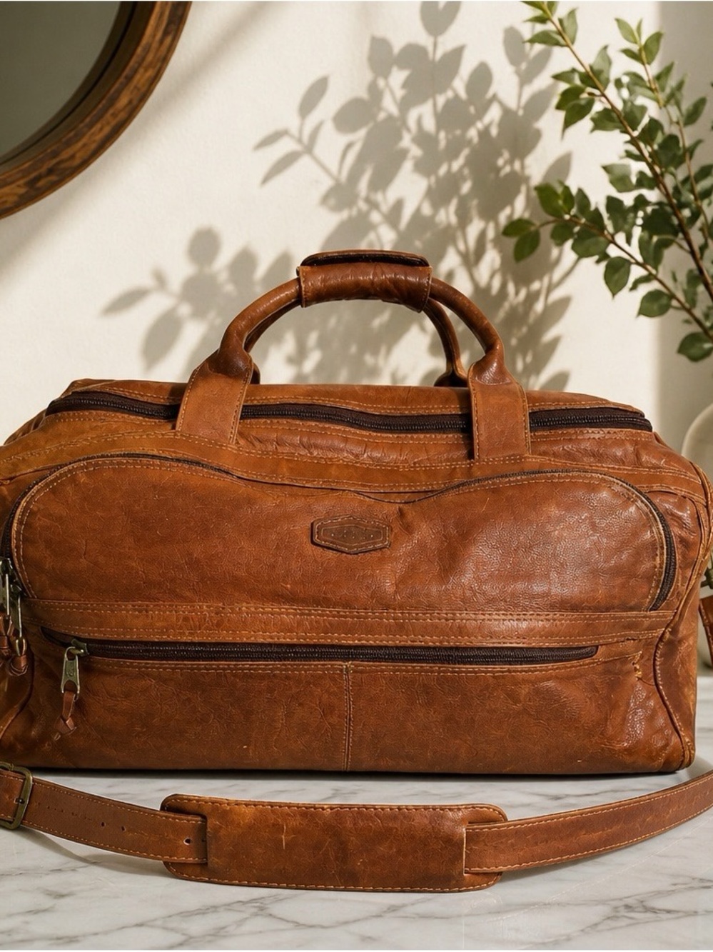 Harold's Country Cognac Brown Leather Duffel Bag